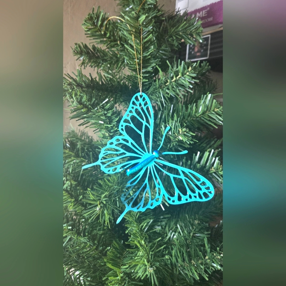 Blue Butterfly Holiday Ornament
